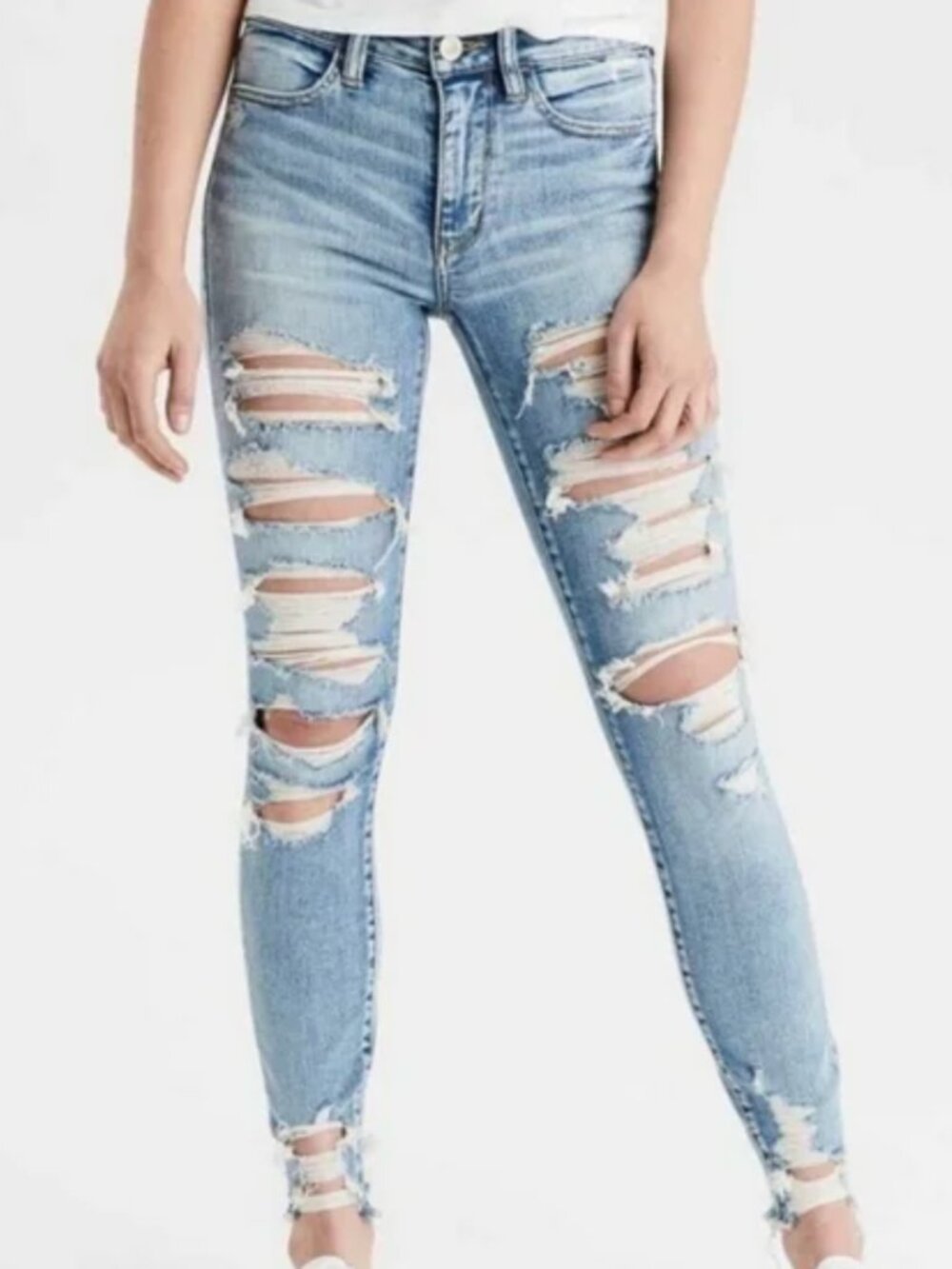 3/$50 American Eagle Highest Rise Distressed Skinny Denim Jean Jeggings SZ 8S